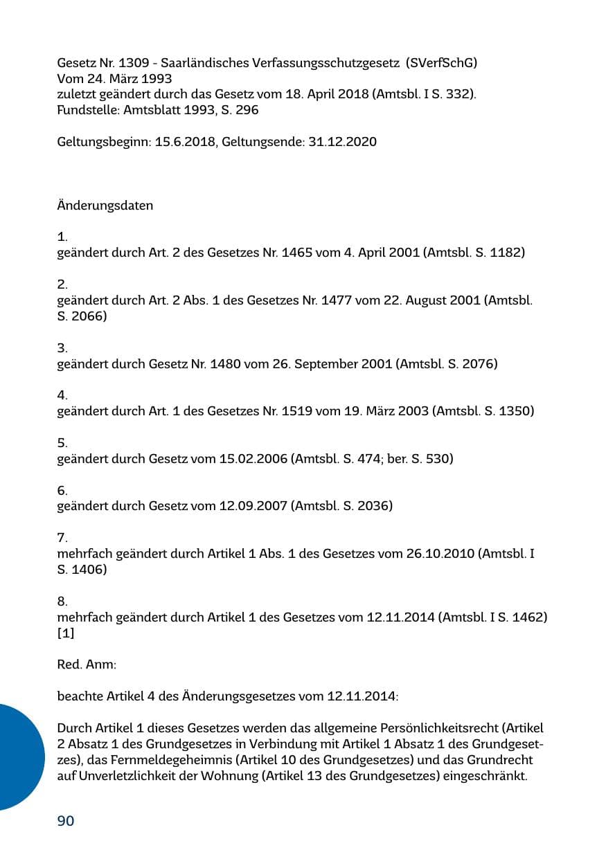 Seite 90 des Verfassungsschutzbericht 2017 Saarland