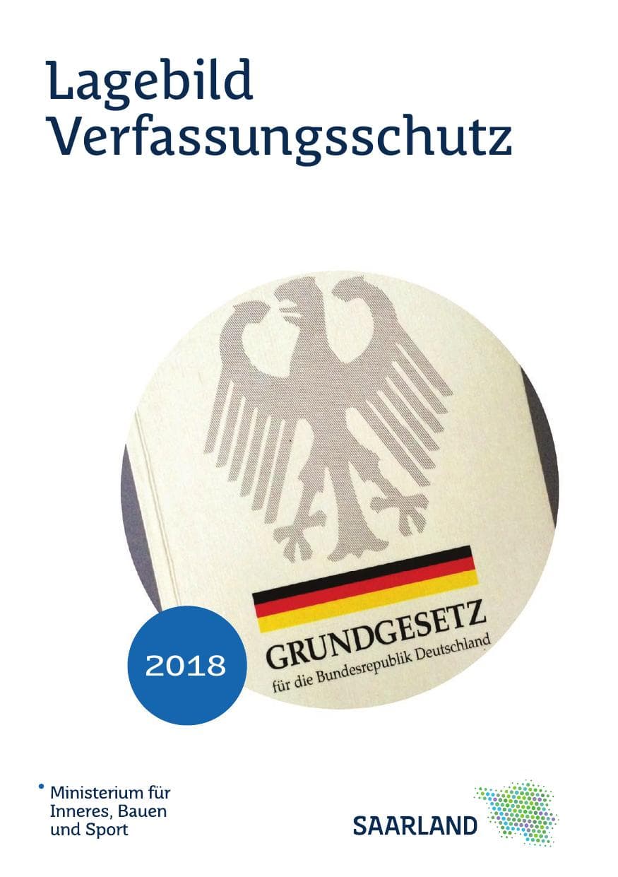 Seite 1 des Verfassungsschutzbericht 2018 Saarland