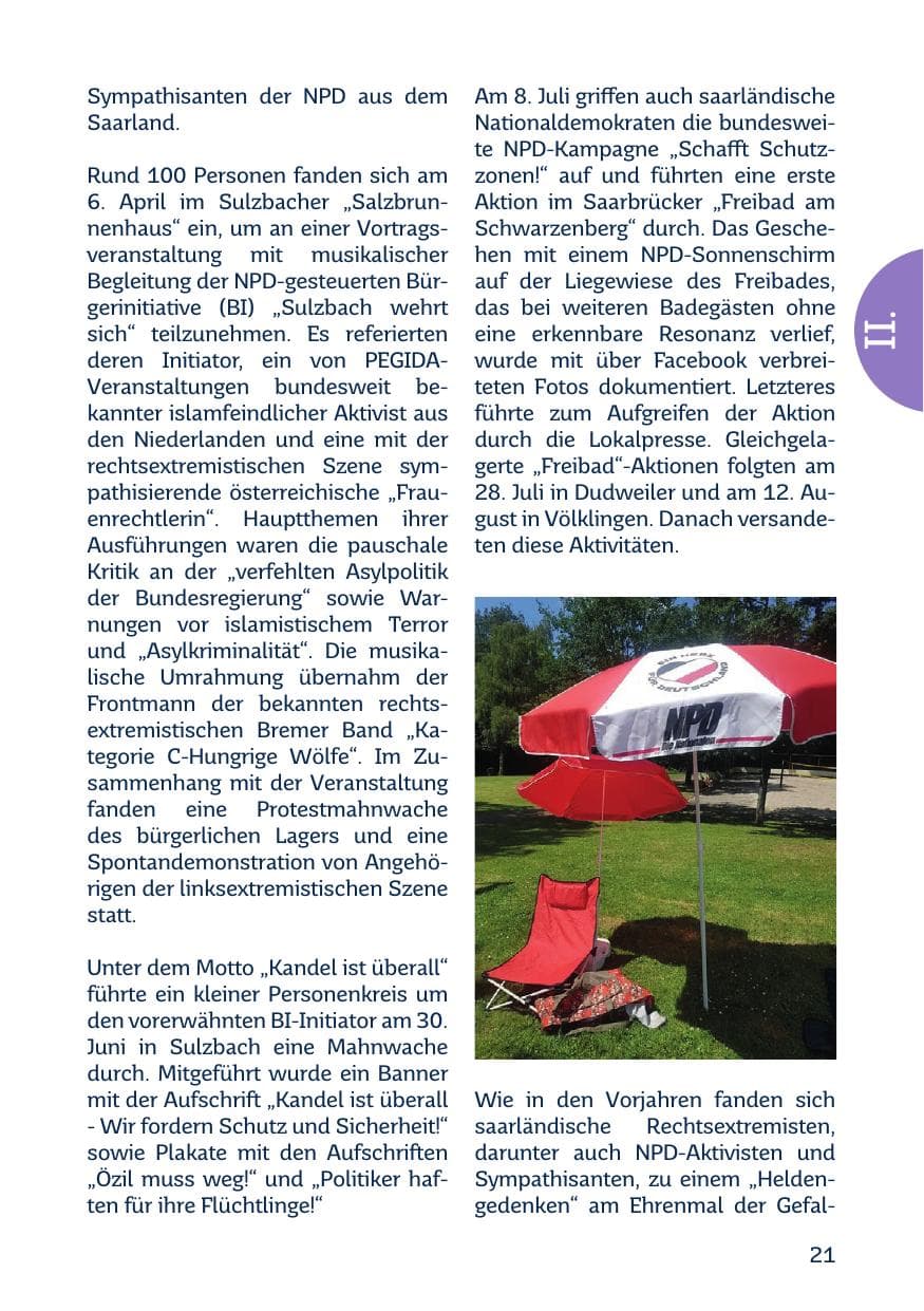 Seite 23 des Verfassungsschutzbericht 2018 Saarland