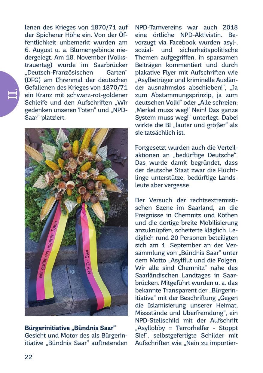 Seite 24 des Verfassungsschutzbericht 2018 Saarland