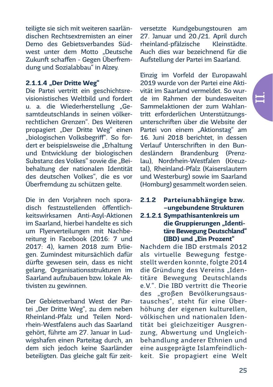 Seite 27 des Verfassungsschutzbericht 2018 Saarland