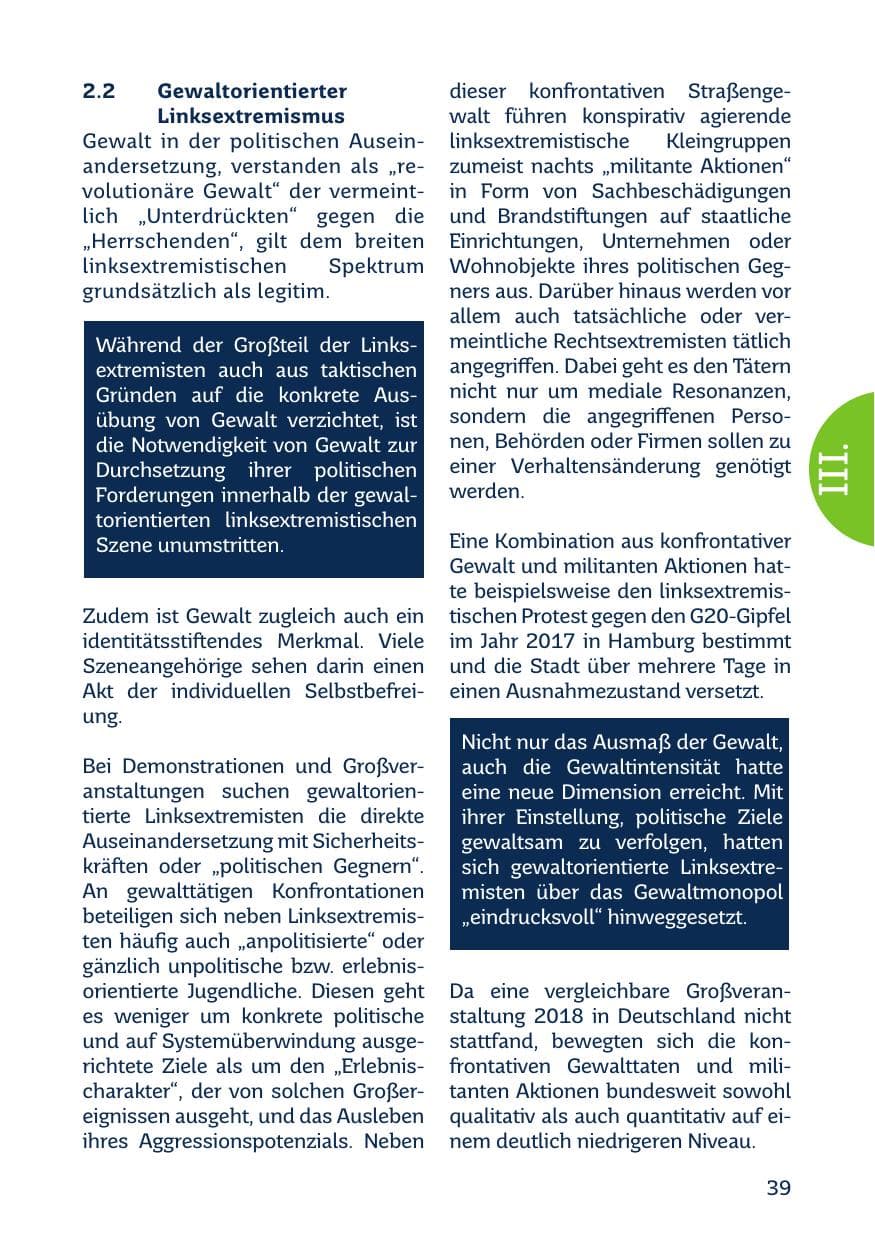 Seite 41 des Verfassungsschutzbericht 2018 Saarland