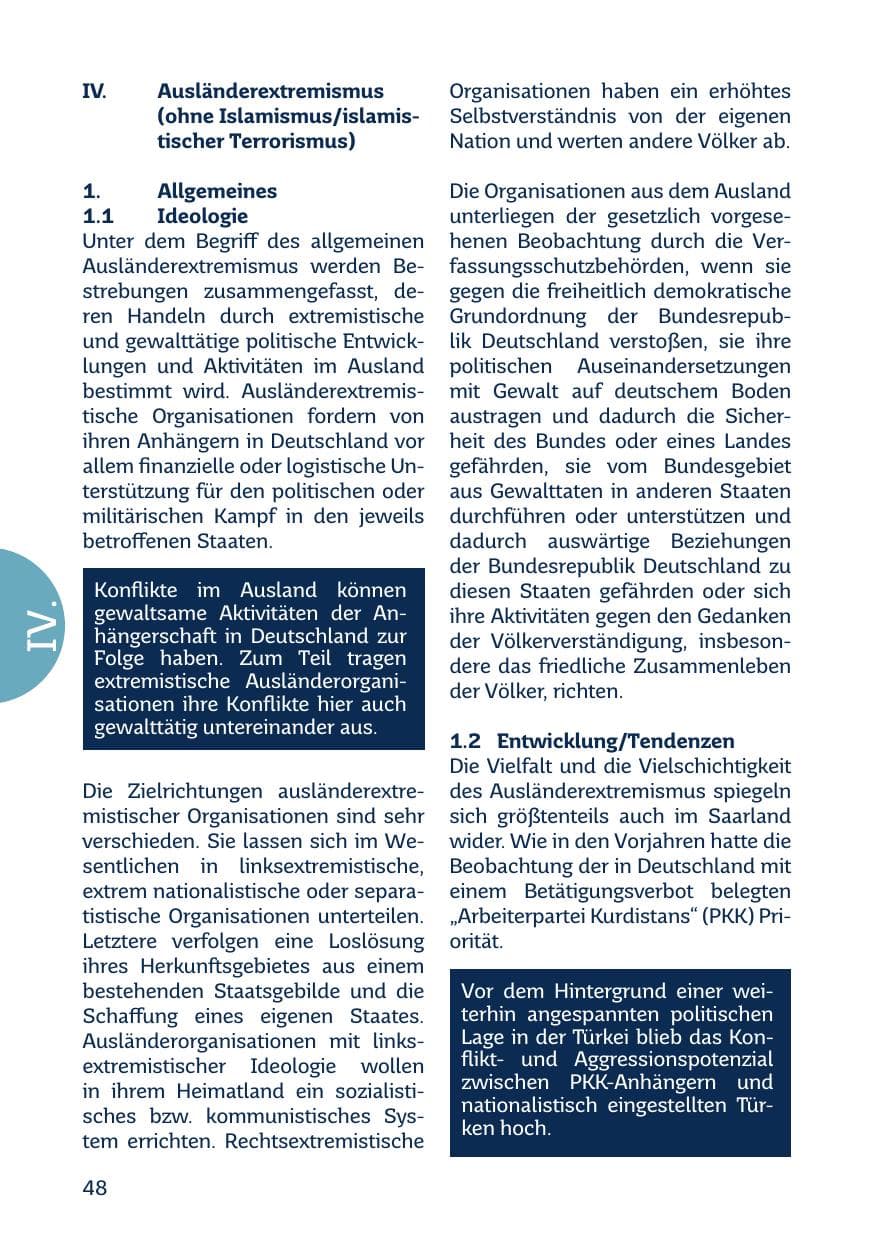 Seite 50 des Verfassungsschutzbericht 2018 Saarland