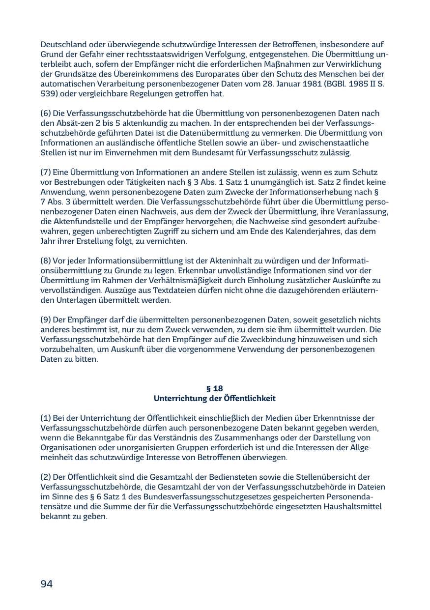 Seite 96 des Verfassungsschutzbericht 2018 Saarland