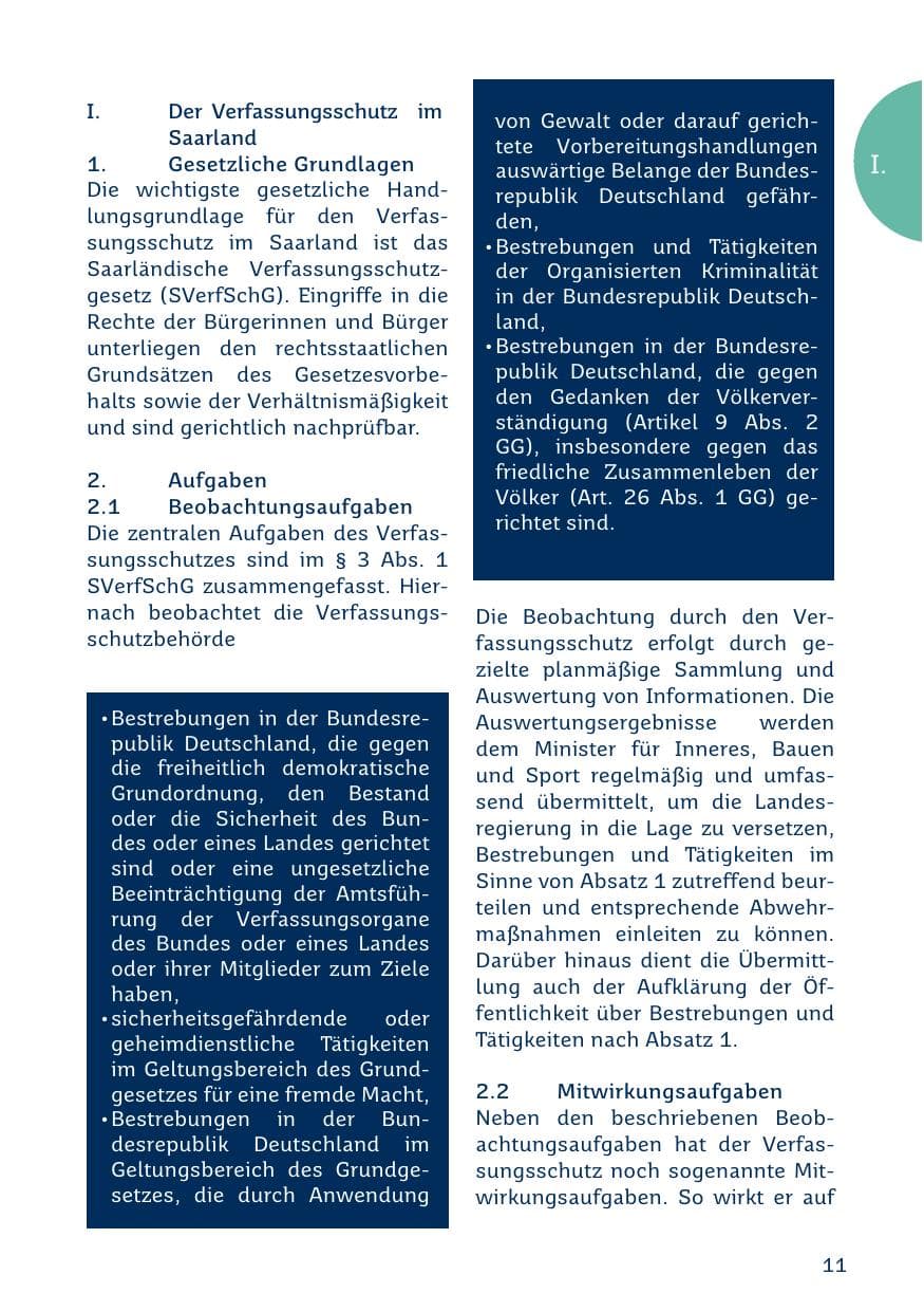 Seite 11 des Verfassungsschutzbericht 2019 Saarland