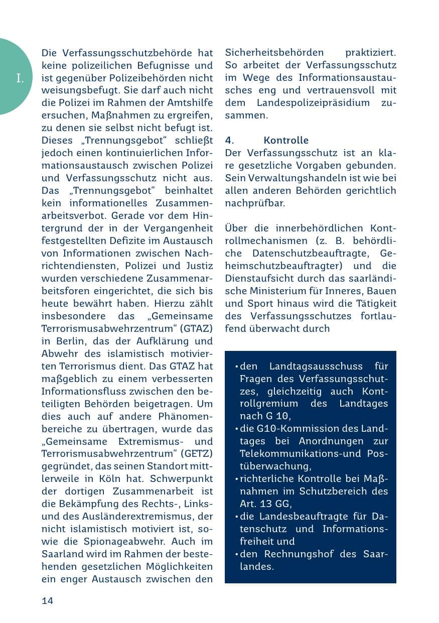 Seite 14 des Verfassungsschutzbericht 2019 Saarland