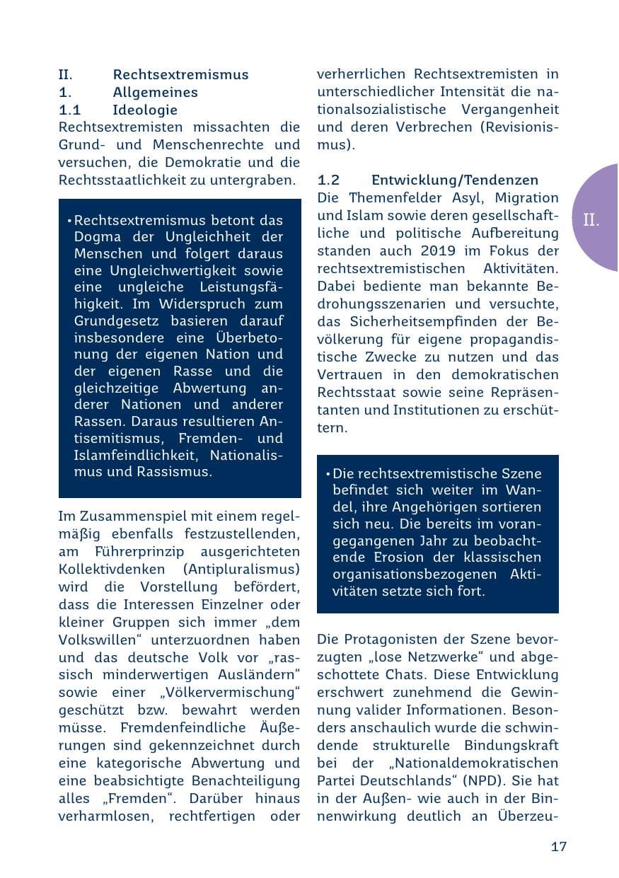 Seite 17 des Verfassungsschutzbericht 2019 Saarland
