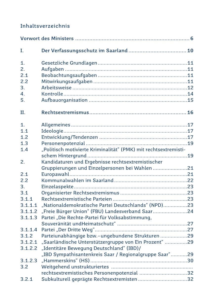Seite 3 des Verfassungsschutzbericht 2019 Saarland