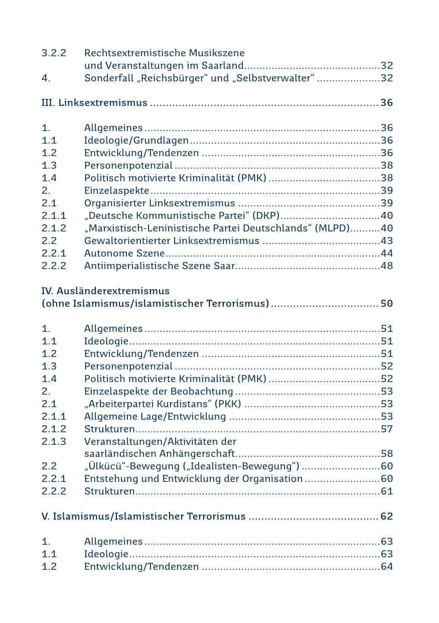 Seite 4 des Verfassungsschutzbericht 2019 Saarland
