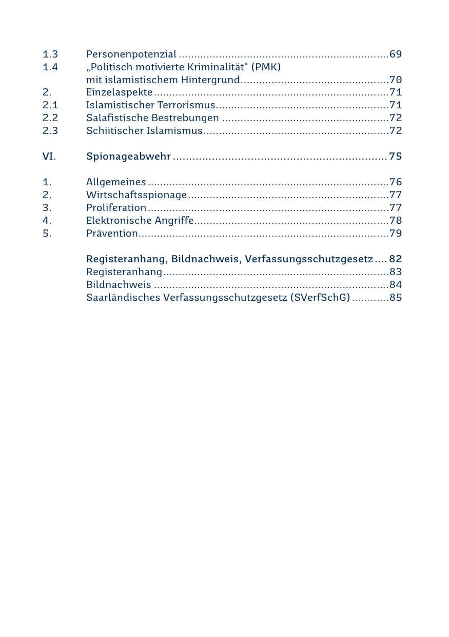 Seite 5 des Verfassungsschutzbericht 2019 Saarland