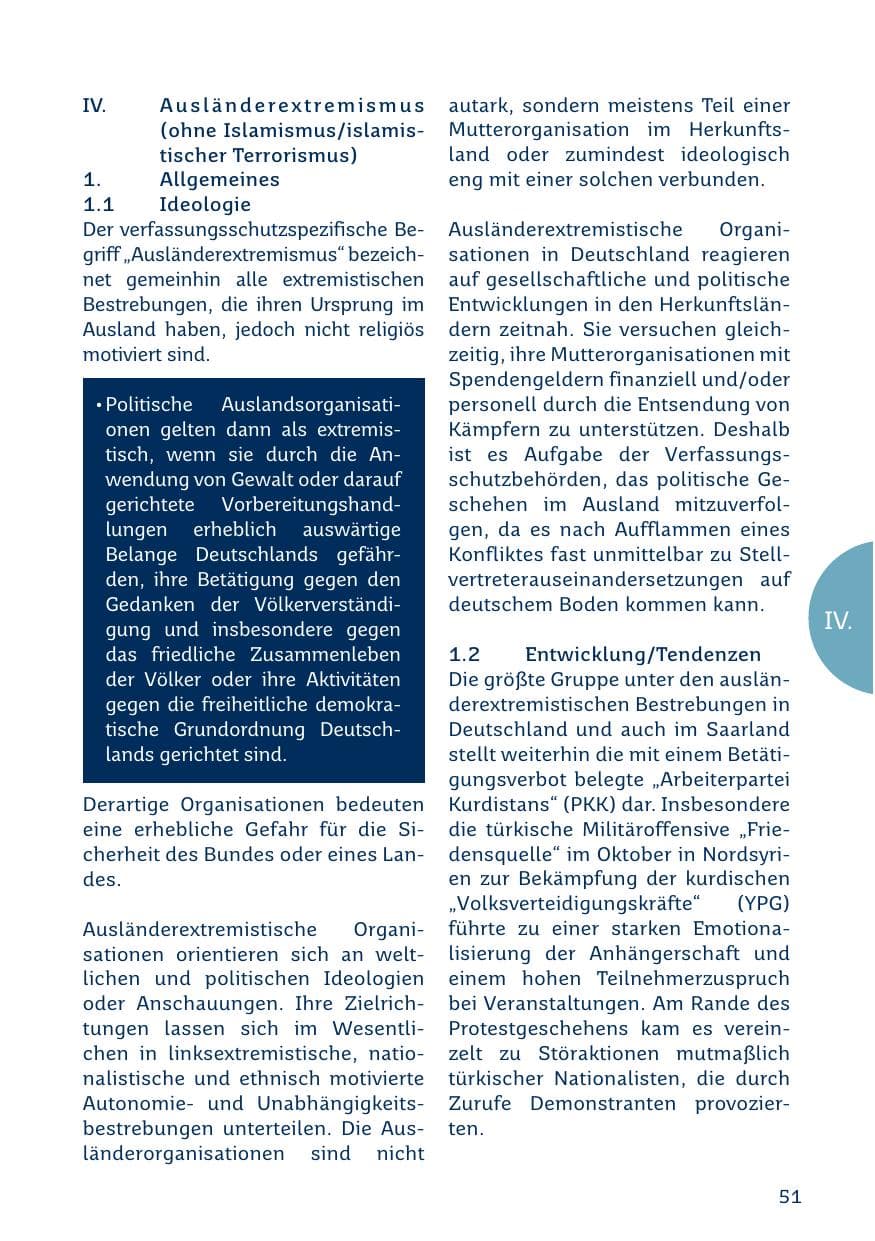 Seite 51 des Verfassungsschutzbericht 2019 Saarland