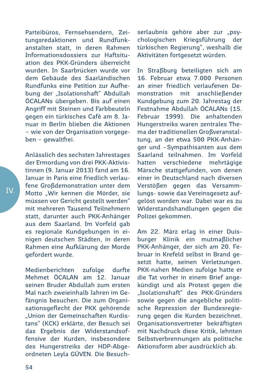 Seite 54 des Verfassungsschutzbericht 2019 Saarland