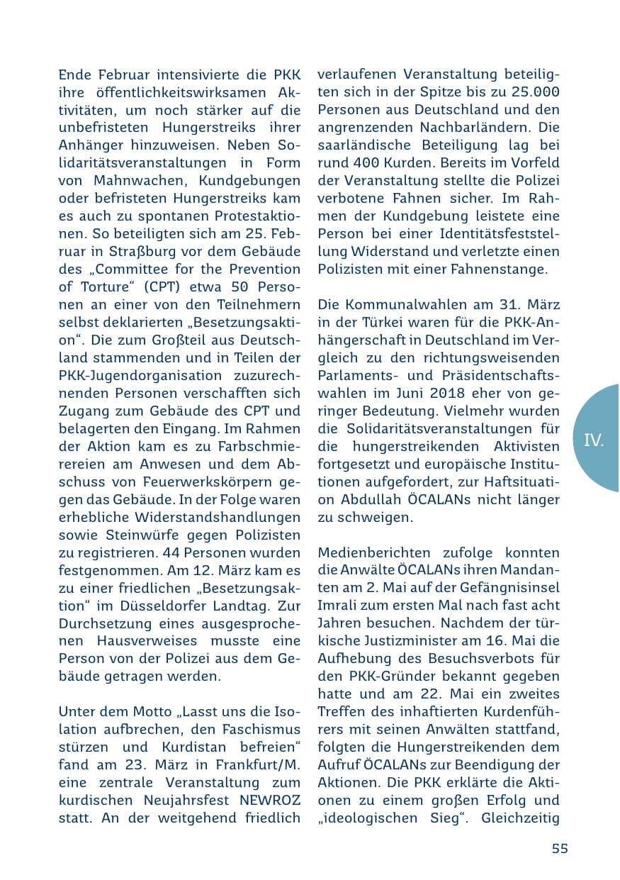 Seite 55 des Verfassungsschutzbericht 2019 Saarland