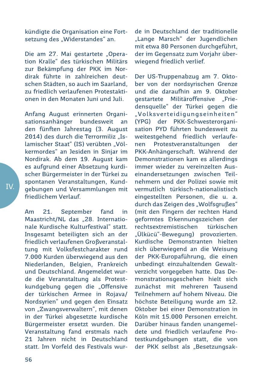 Seite 56 des Verfassungsschutzbericht 2019 Saarland