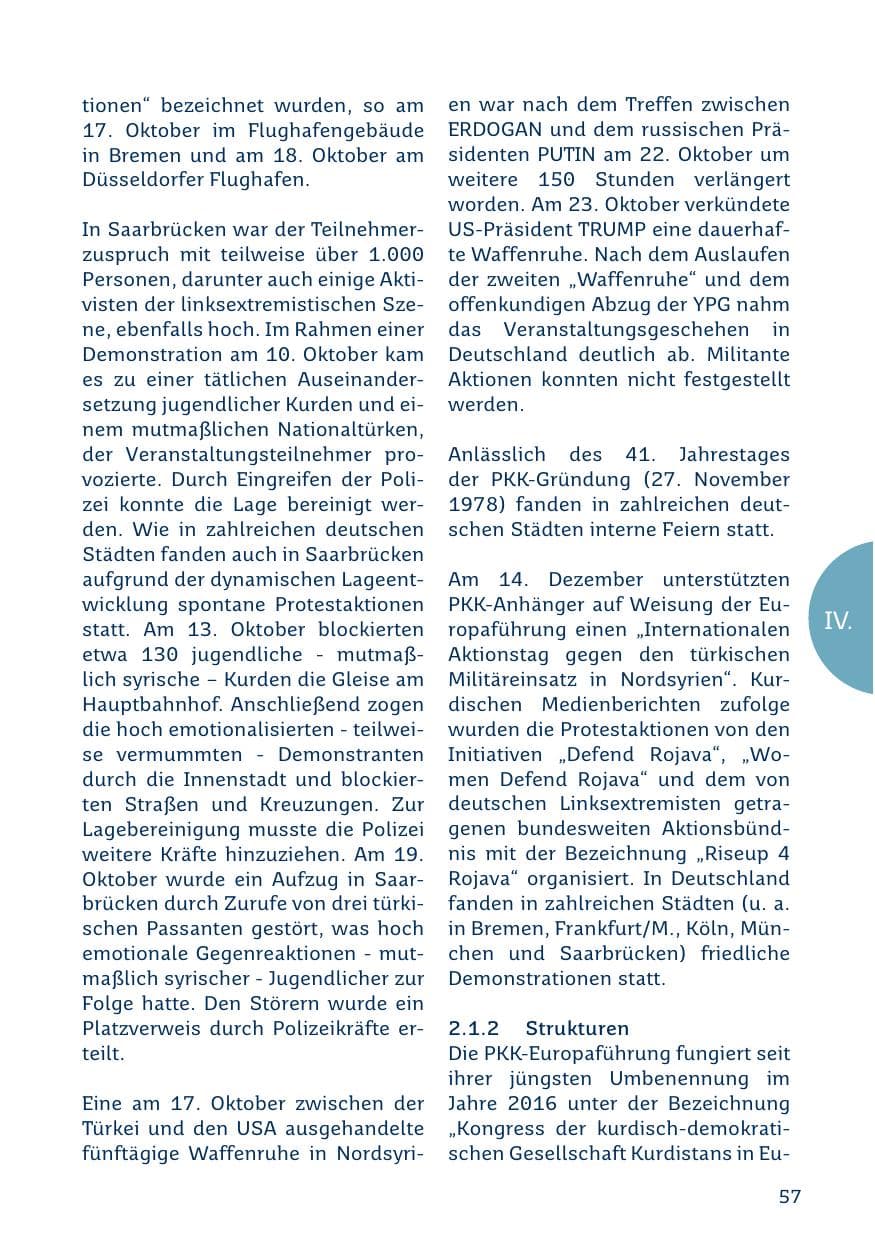 Seite 57 des Verfassungsschutzbericht 2019 Saarland
