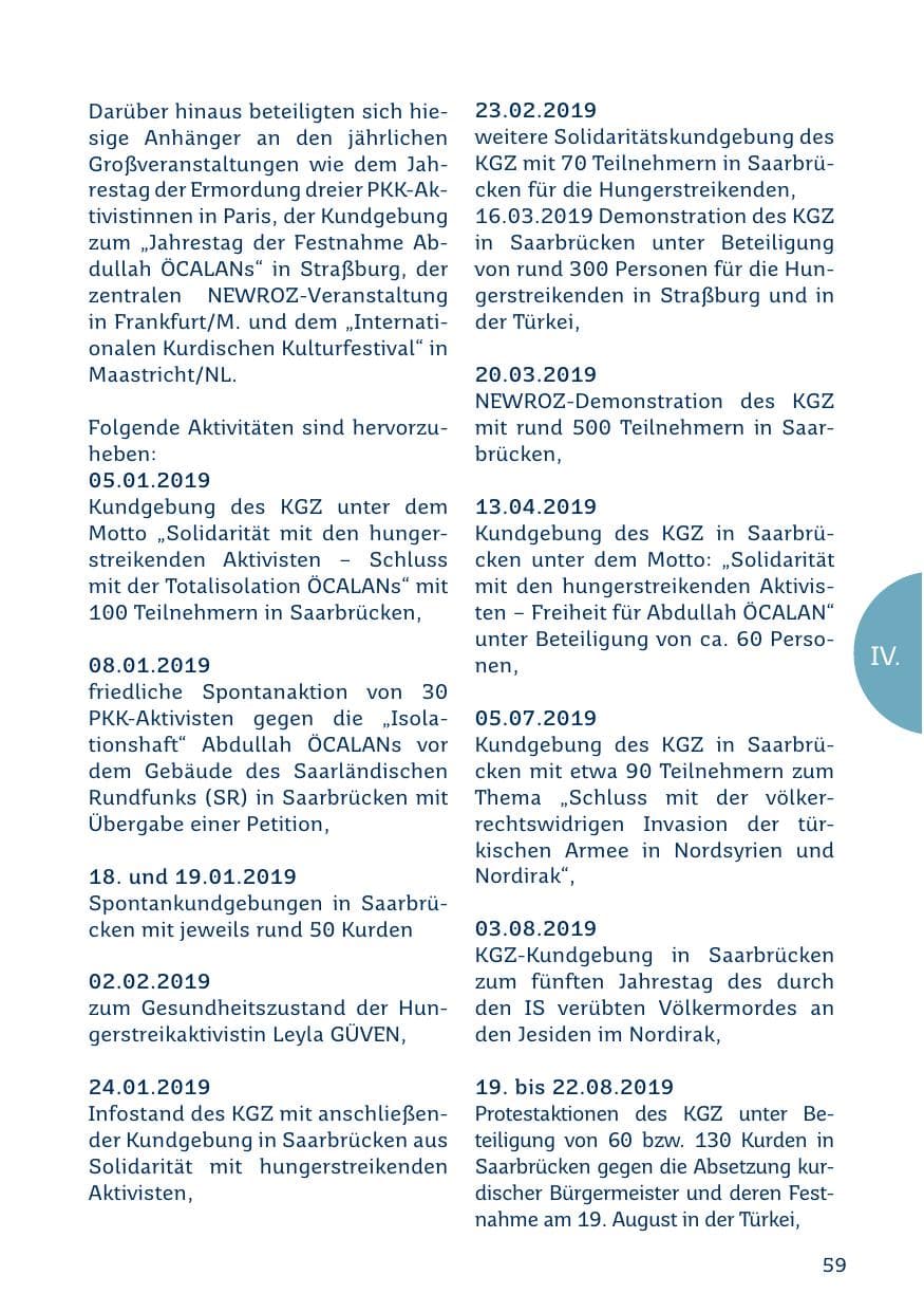 Seite 59 des Verfassungsschutzbericht 2019 Saarland