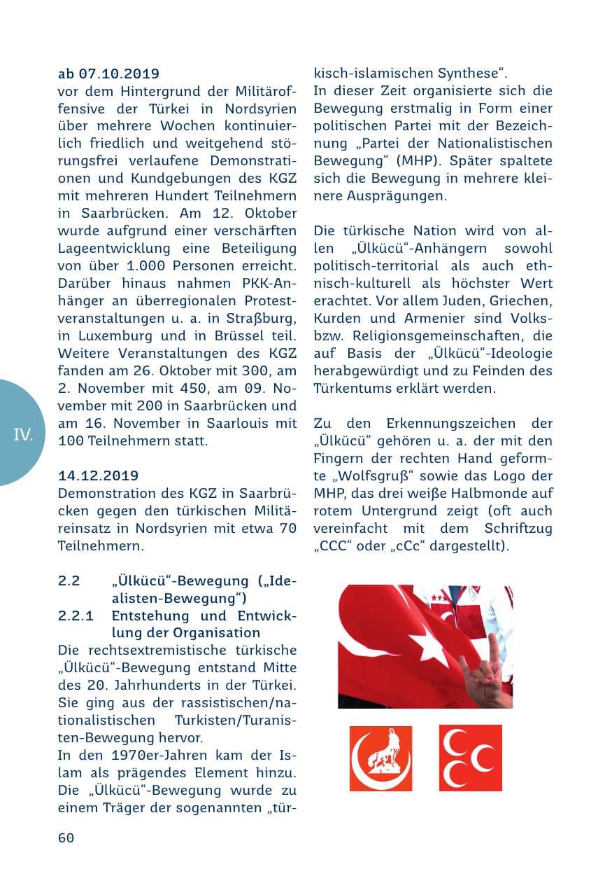 Seite 60 des Verfassungsschutzbericht 2019 Saarland