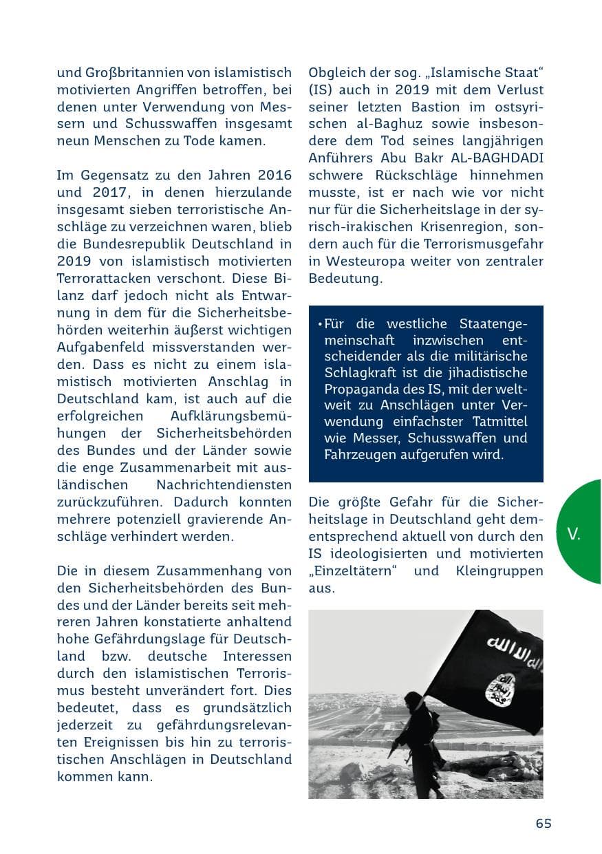 Seite 65 des Verfassungsschutzbericht 2019 Saarland