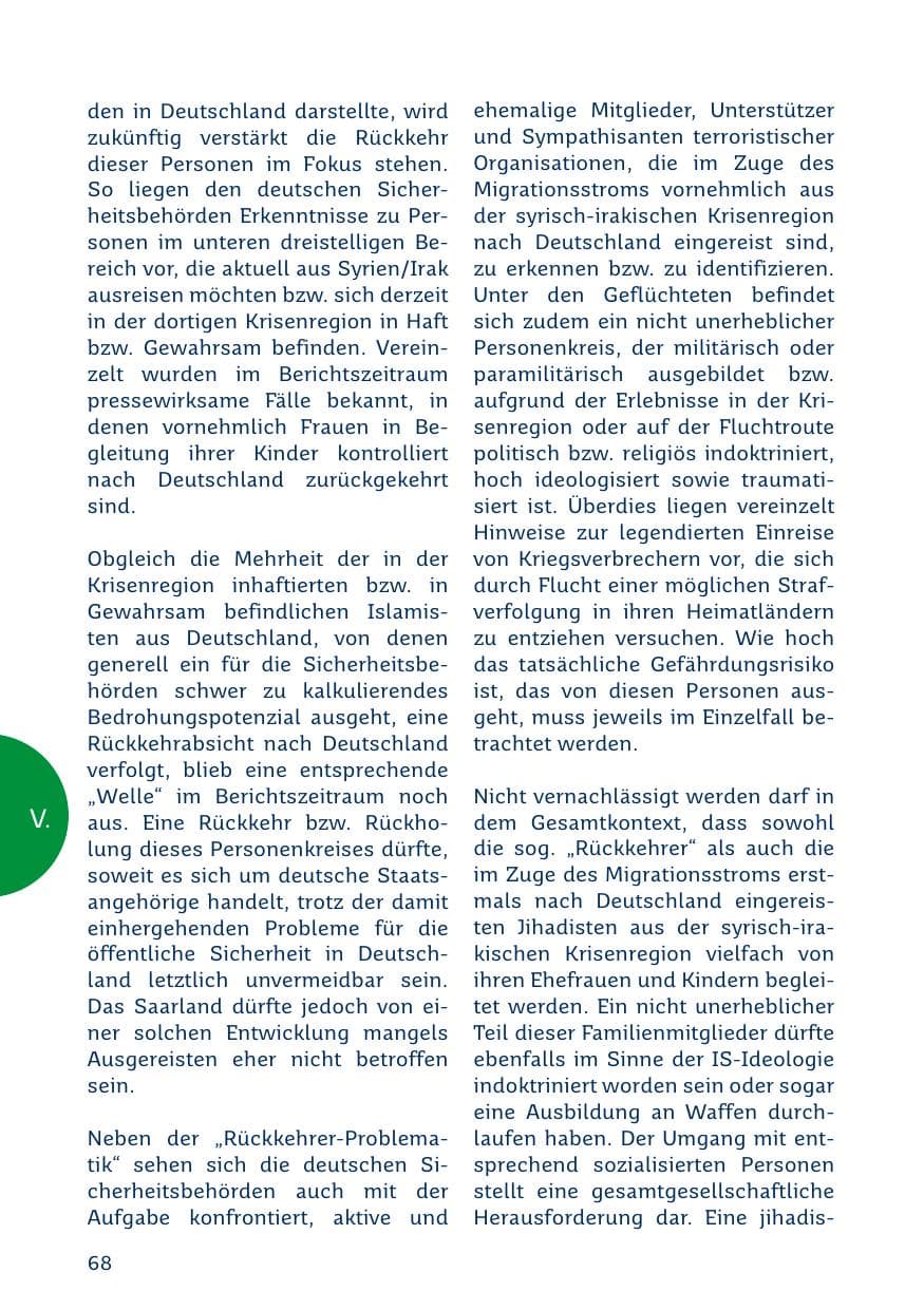 Seite 68 des Verfassungsschutzbericht 2019 Saarland