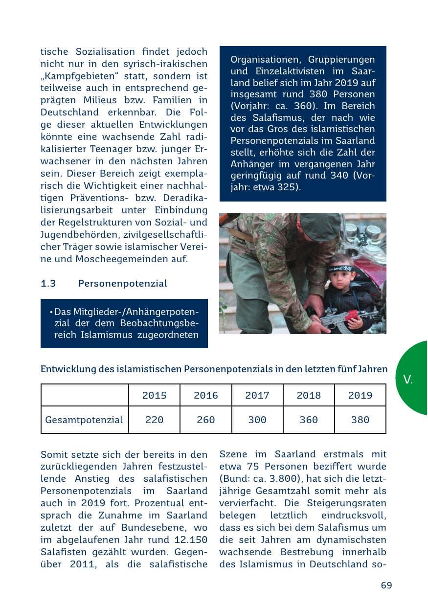 Seite 69 des Verfassungsschutzbericht 2019 Saarland