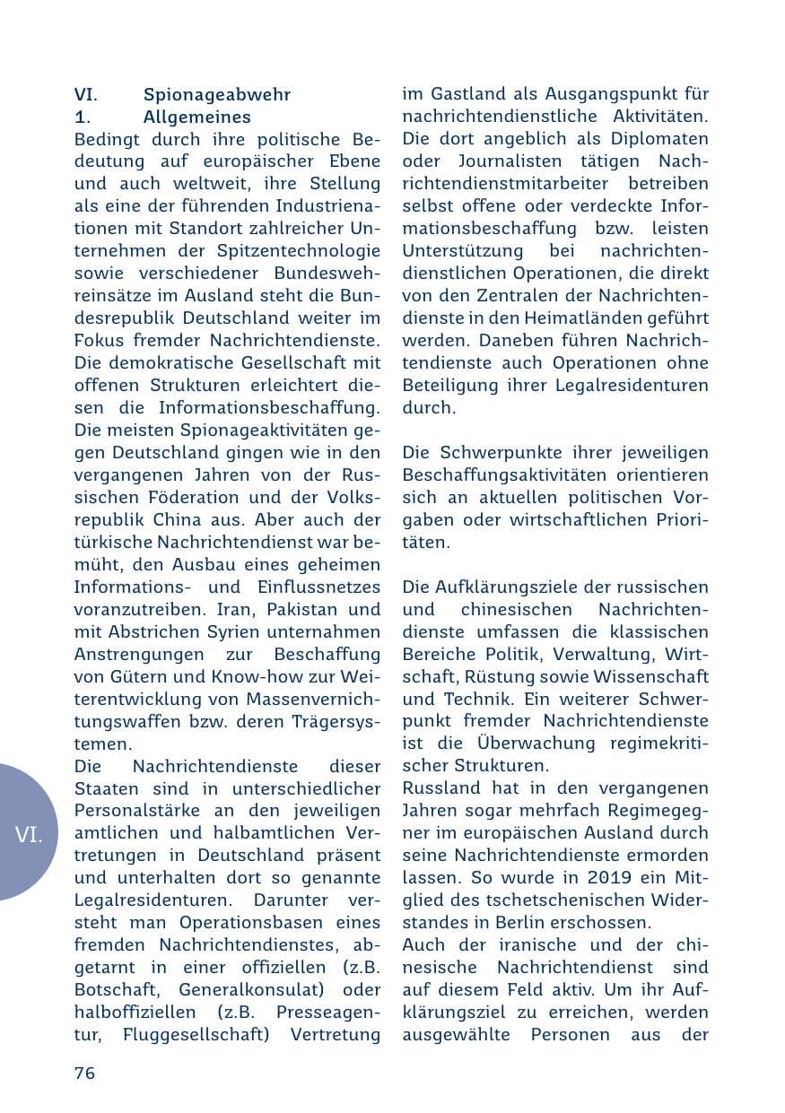 Seite 76 des Verfassungsschutzbericht 2019 Saarland