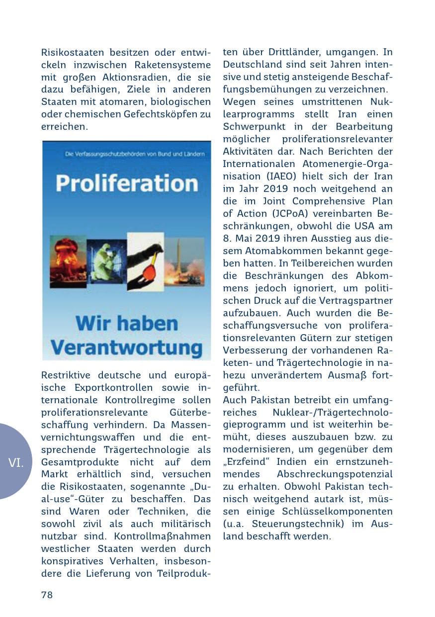 Seite 78 des Verfassungsschutzbericht 2019 Saarland
