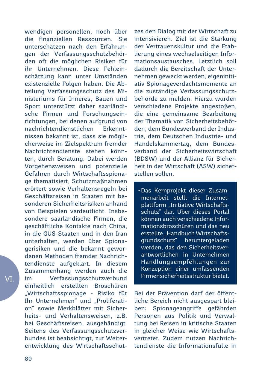 Seite 80 des Verfassungsschutzbericht 2019 Saarland