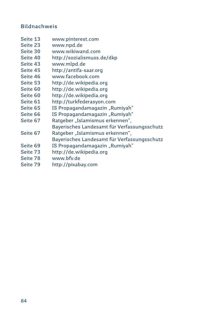 Seite 84 des Verfassungsschutzbericht 2019 Saarland