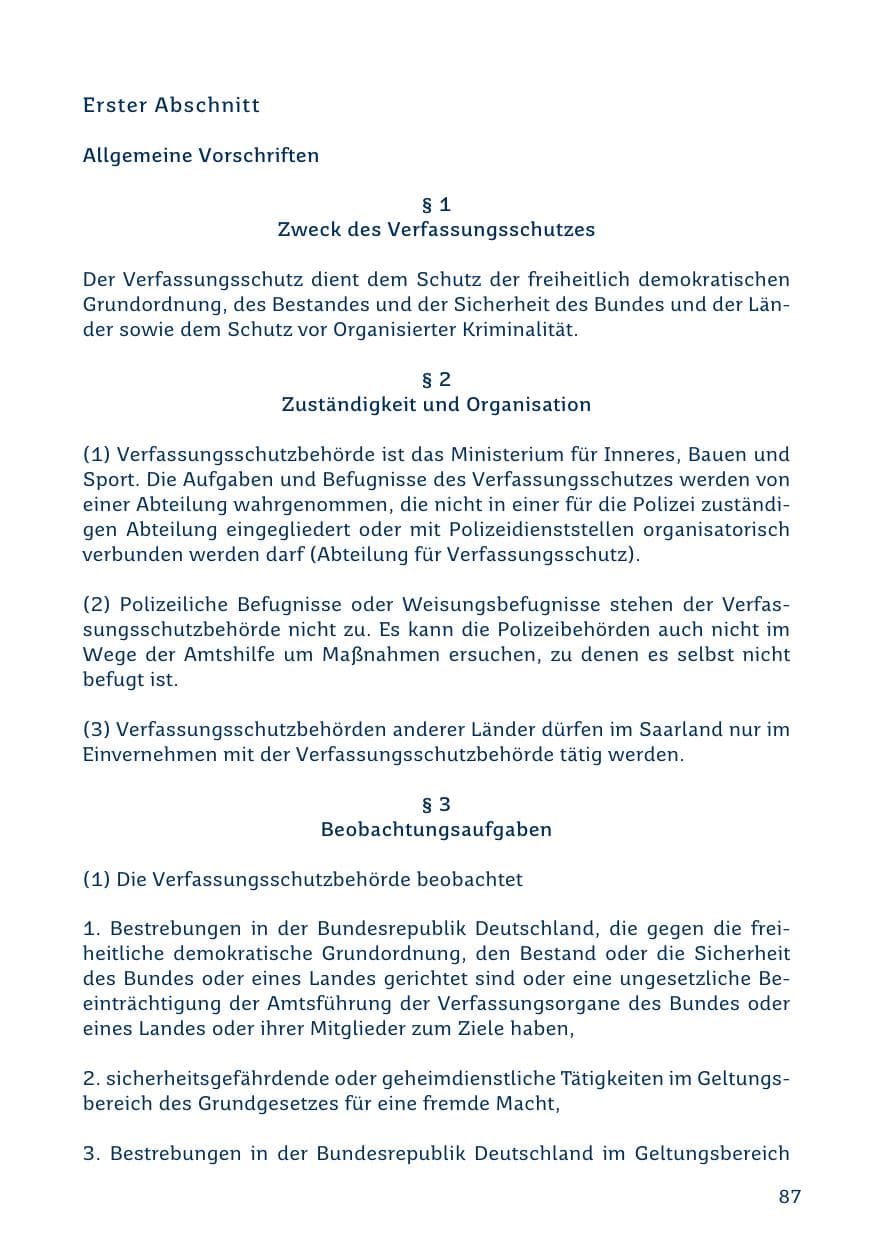 Seite 87 des Verfassungsschutzbericht 2019 Saarland