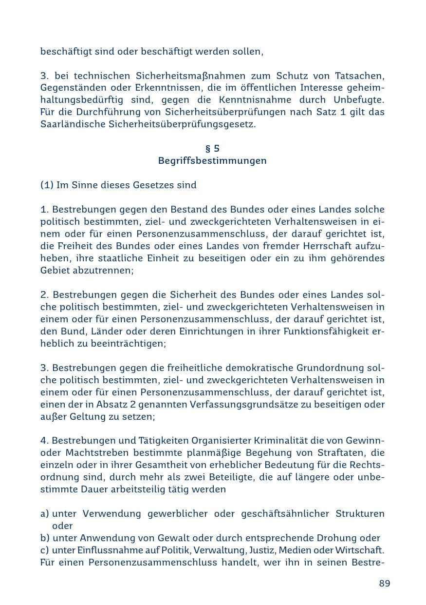 Seite 89 des Verfassungsschutzbericht 2019 Saarland