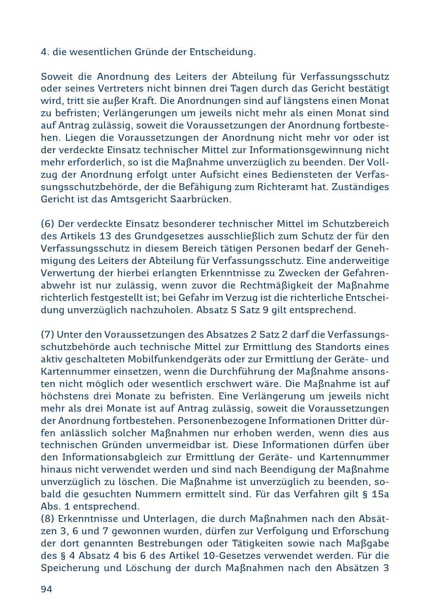 Seite 94 des Verfassungsschutzbericht 2019 Saarland