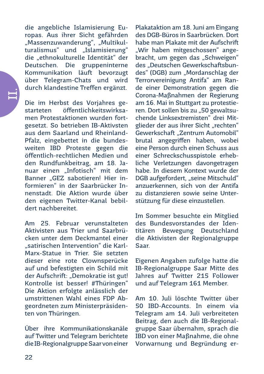 Seite 24 des Verfassungsschutzbericht 2020 Saarland