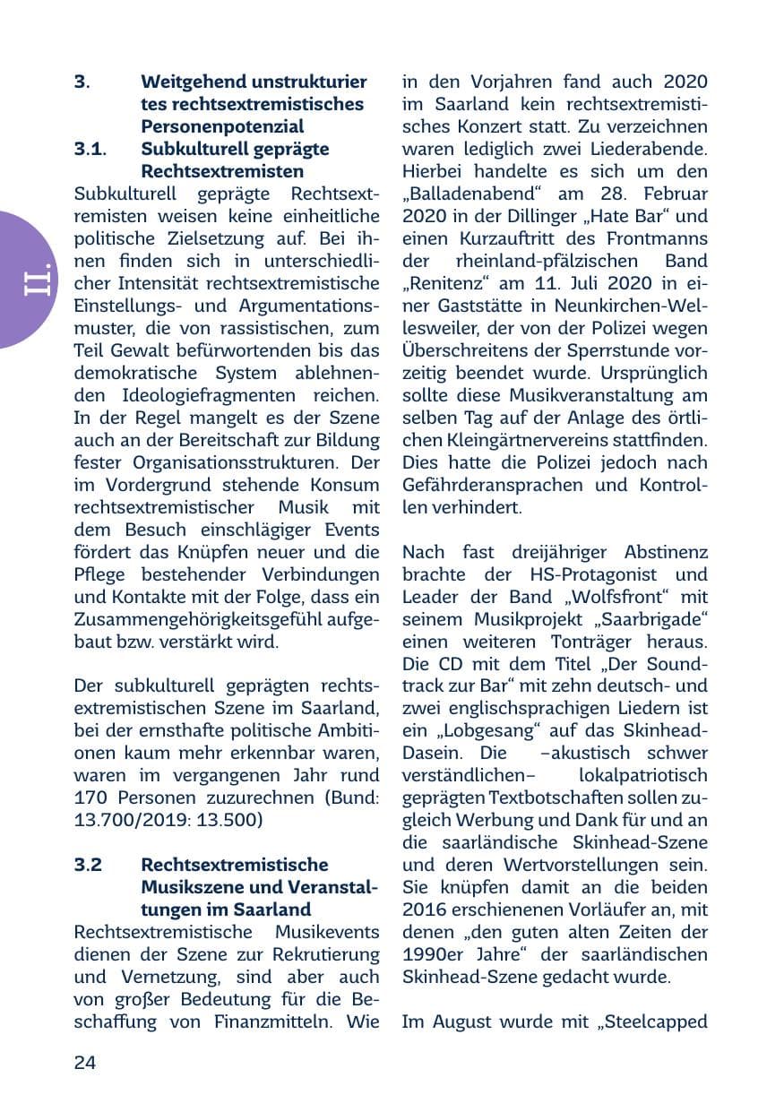 Seite 26 des Verfassungsschutzbericht 2020 Saarland