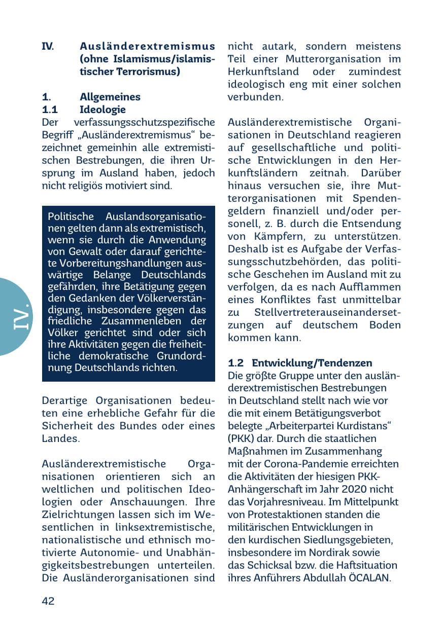 Seite 44 des Verfassungsschutzbericht 2020 Saarland