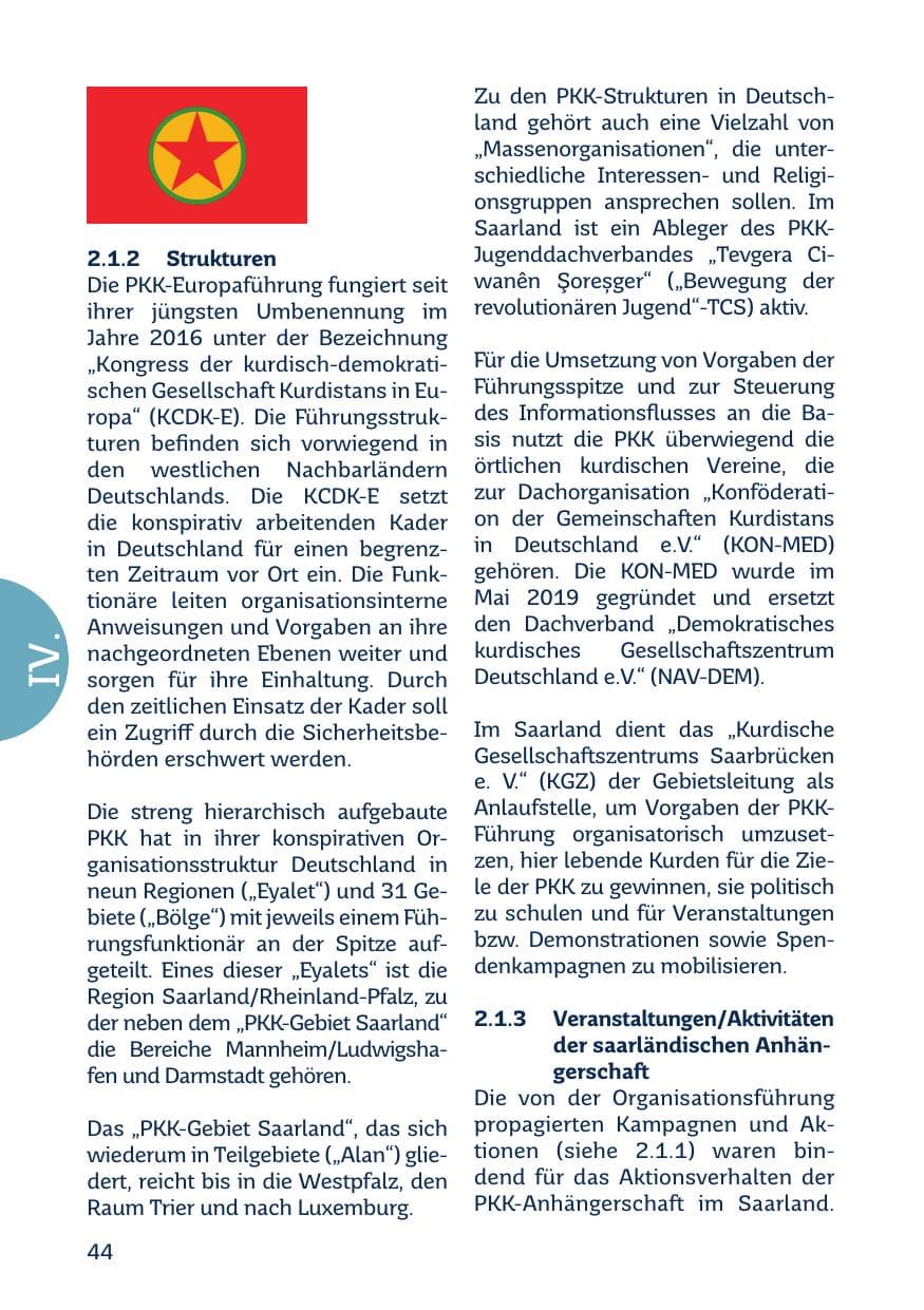 Seite 46 des Verfassungsschutzbericht 2020 Saarland