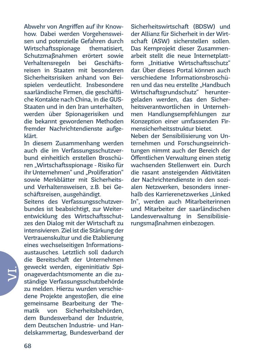 Seite 70 des Verfassungsschutzbericht 2020 Saarland