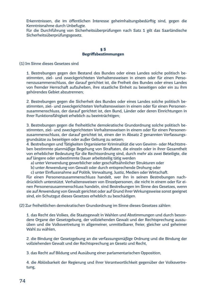 Seite 76 des Verfassungsschutzbericht 2020 Saarland