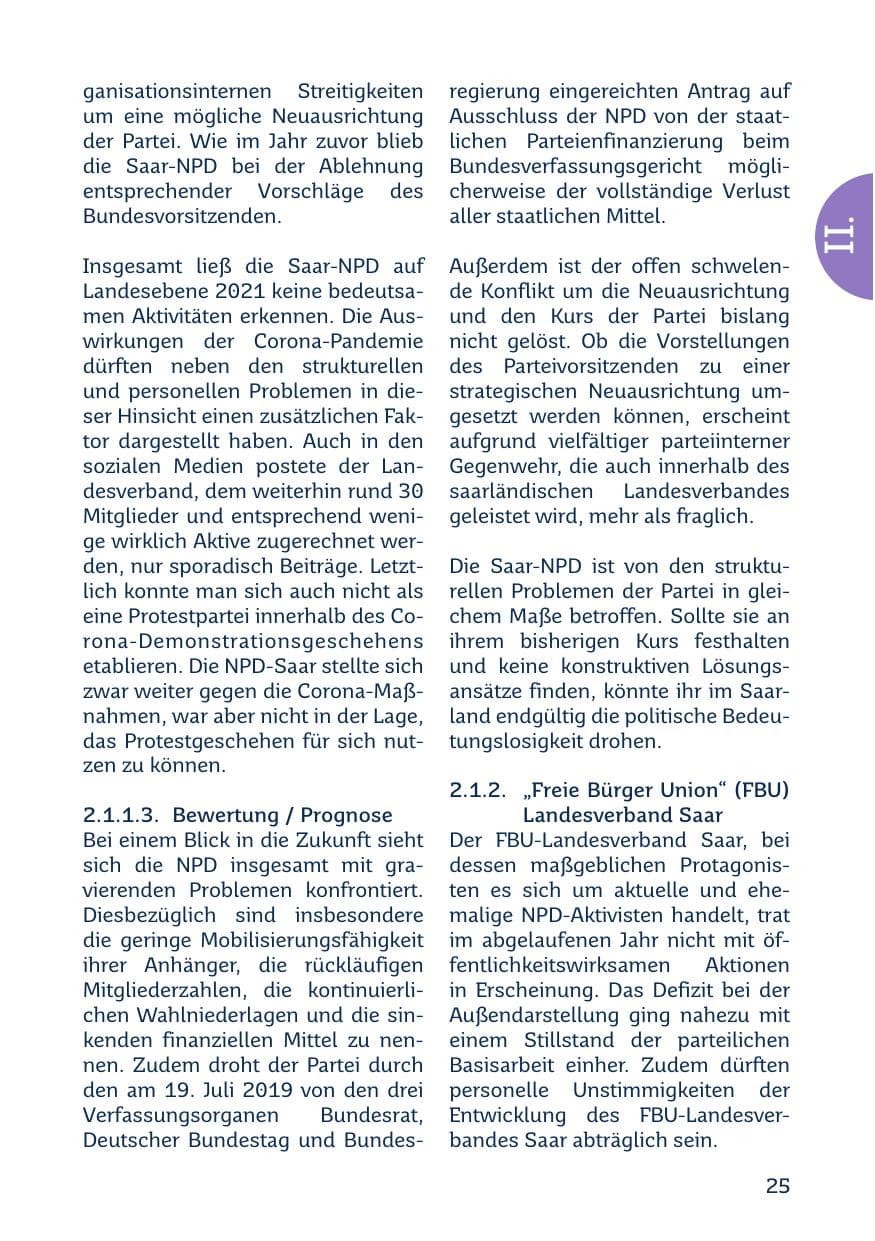 Seite 27 des Verfassungsschutzbericht 2021 Saarland