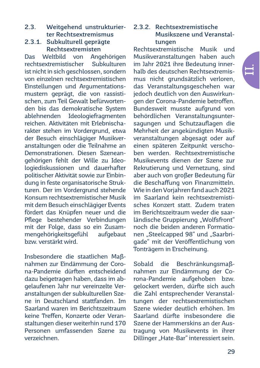 Seite 31 des Verfassungsschutzbericht 2021 Saarland