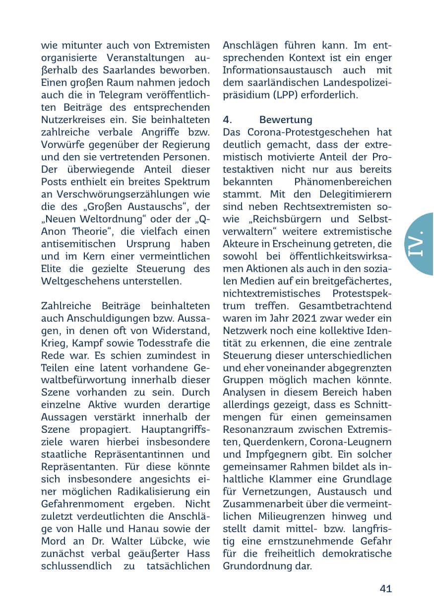 Seite 43 des Verfassungsschutzbericht 2021 Saarland