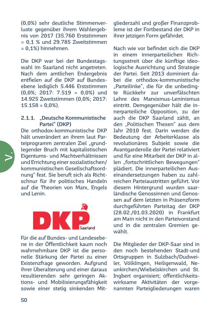 Seite 52 des Verfassungsschutzbericht 2021 Saarland