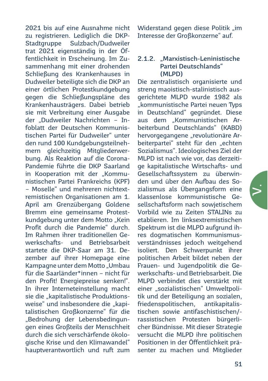 Seite 53 des Verfassungsschutzbericht 2021 Saarland