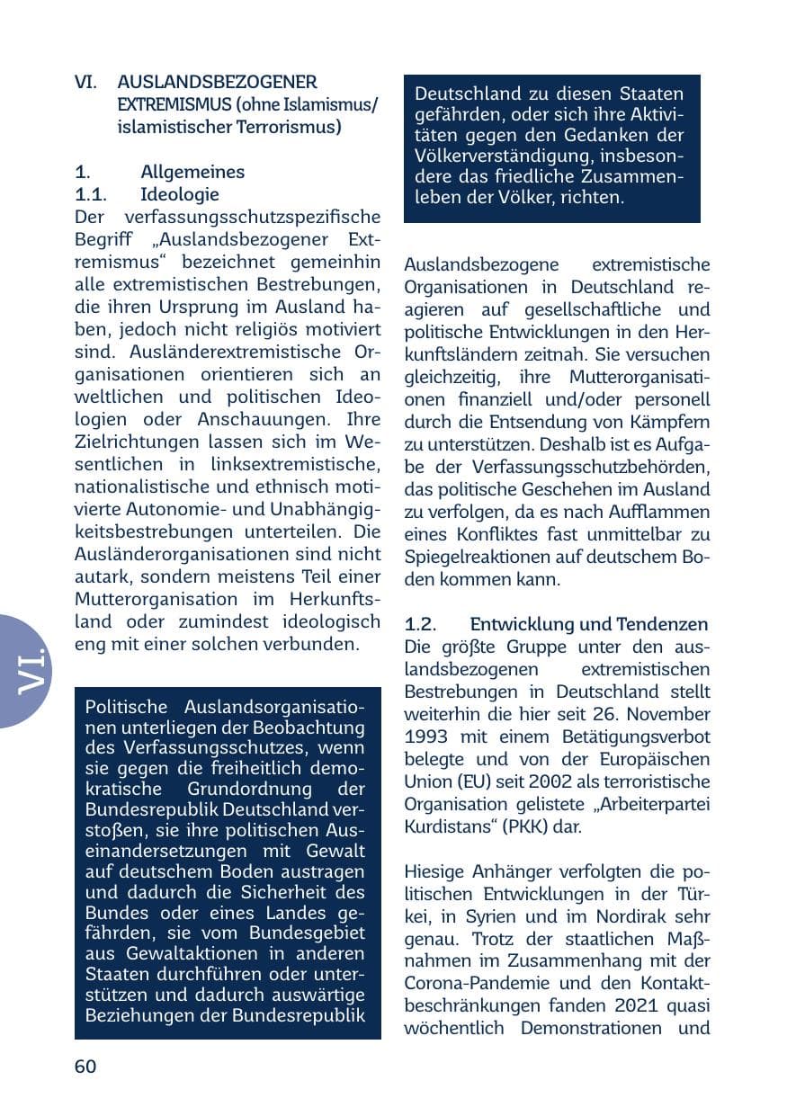 Seite 62 des Verfassungsschutzbericht 2021 Saarland