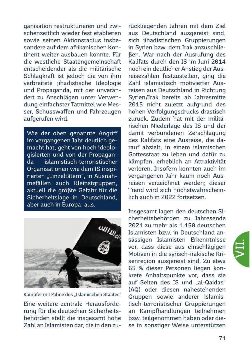 Seite 73 des Verfassungsschutzbericht 2021 Saarland