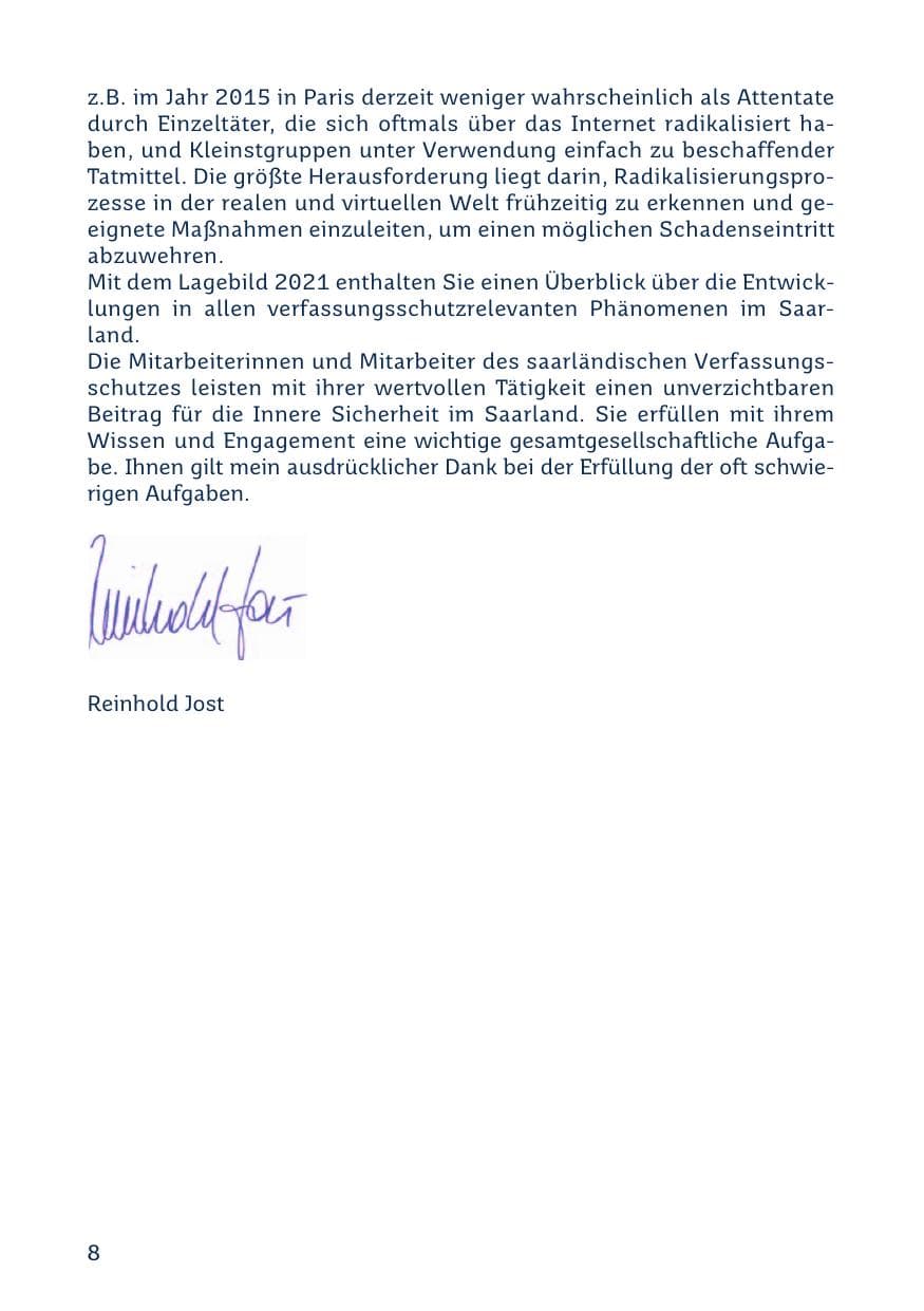 Seite 10 des Verfassungsschutzbericht 2021 Saarland