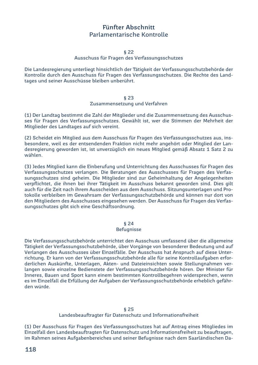 Seite 118 des Verfassungsschutzbericht 2022 Saarland