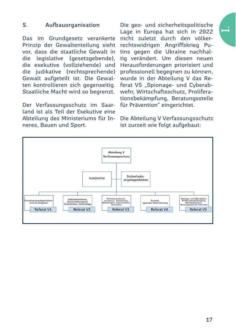Seite 17 des Verfassungsschutzbericht 2022 Saarland