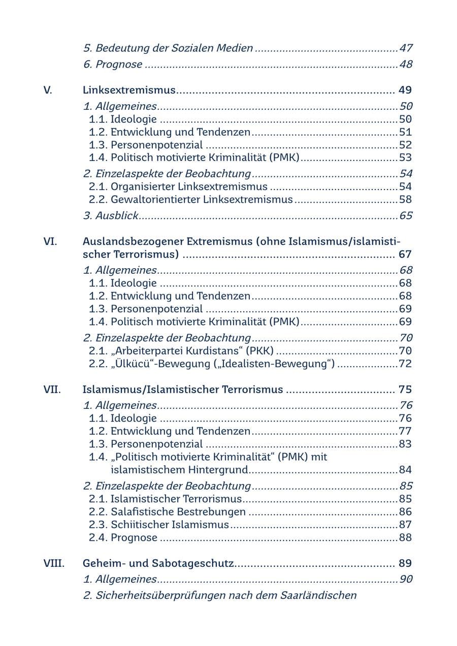 Seite 4 des Verfassungsschutzbericht 2022 Saarland