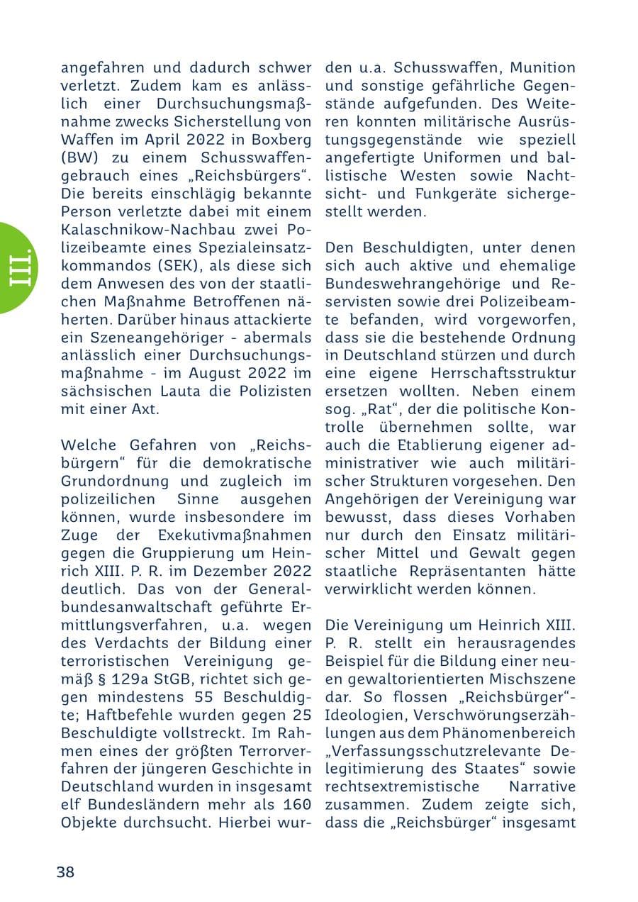 Seite 38 des Verfassungsschutzbericht 2022 Saarland