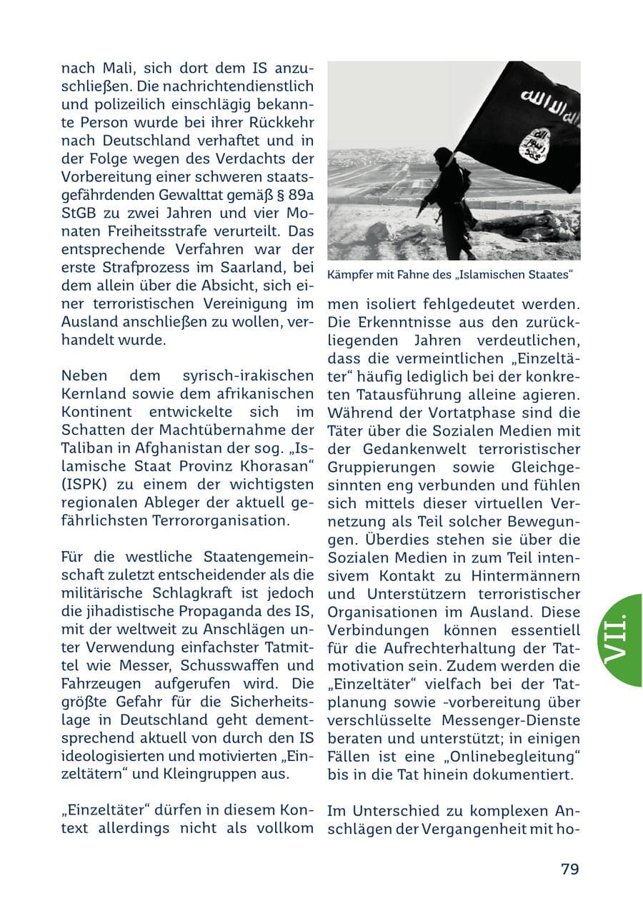 Seite 79 des Verfassungsschutzbericht 2022 Saarland